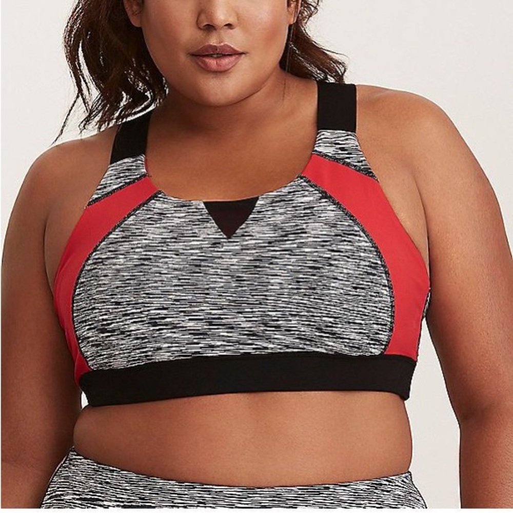 Torrid Active Red Space Gray Sports Bra 4 Cross Back Womens 4X